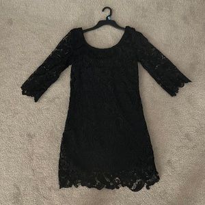 Black lace dress with slip underneath